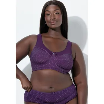 Podprsenka Ulla Popken, Plus size Odlehčující podprsenka, puntíky, bez kostic, košíčky C-F pro plnoštíhlé nadměrná velikost, 823947846-1093, nachový, 100D, Nadměrné velikosti, Plus size oblečení, Oblečení pro boubelky, Oblečení pro baculky, Oblečení pro plnoštíhlé, 