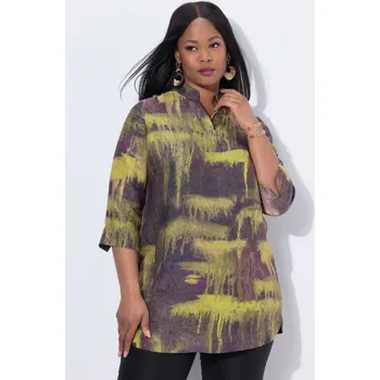 Dámská tunika Ulla Popken, Plus size Tunika, potisk, stojáček, 3/4 rukávy pro plnoštíhlé nadměrná velikost, 841559642-1130, hnědý, 50/52, Nadměrné velikosti, Plus size oblečení, Oblečení pro boubelky, Oblečení pro baculky, Oblečení pro plnoštíhlé, Oblečení pro vysoké ž