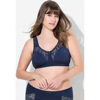 Podprsenka Ulla Popken, Plus size Odlehčující podprsenka, bez kostic, krajka, košíčky C-E pro plnoštíhlé nadměrná velikost, 800619139-1094, modrý, 105D, Nadměrné velikosti, Plus size oblečení, Oblečení pro boubelky, Oblečení pro baculky, Oblečení pro plnoštíhlé, Obl