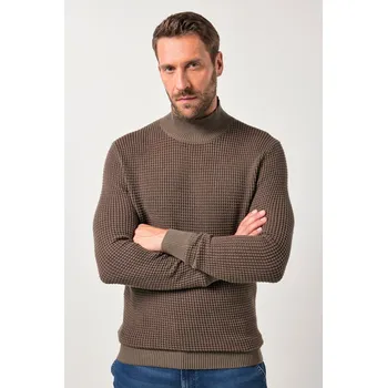 Dámský svetr JP1880, Plus size Svetr s rolákem JP1880, strukturovaný úplet, do 7XL pro plnoštíhlé nadměrná velikost, 842480343-1454, hnědý, 5XL, Plus size oblečení, Oblečení pro vysoké muže, Nadměrné velikosti, Oblečení pro plnoštíhlé.