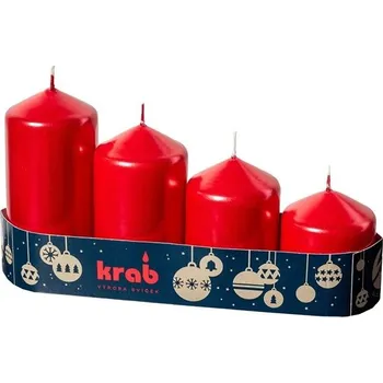 Svíčka Krab - svíčka postupka 50 × 60/75/90/105 mm, lakovaná, červená - 4 ks