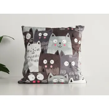 Povlak na dekorativní polštářek XPOSE® Mikroplyšový povlak na polštář CATS 40x40 cm, Mikroplyš + Prodloužená možnost vrácení zboží do 50 dnů