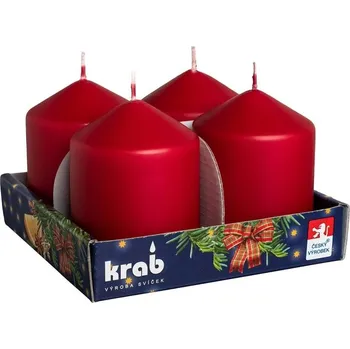 Svíčka Krab svíčka válcová 60 × 80 mm, bordó 4 ks