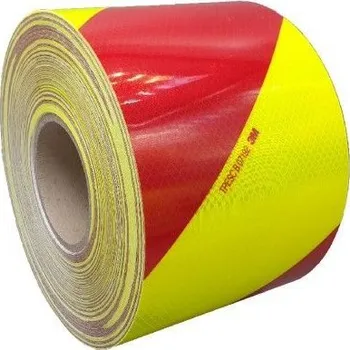 Reflexní 3M pružná prizmatická folie žluto-červené šrafování