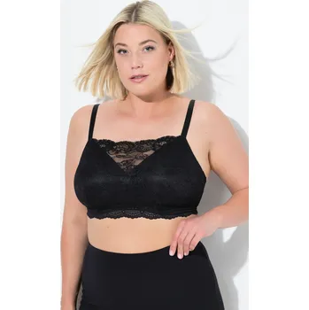 Podprsenka Ulla Popken, Plus size Braletka, měkké košíčky, krajka, bez kostic, košíčky B-E pro plnoštíhlé nadměrná velikost, 841609100-1083, černý, 100C, Nadměrné velikosti, Plus size oblečení, Oblečení pro boubelky, Oblečení pro baculky, Oblečení pro plnoštíhlé, Ob
