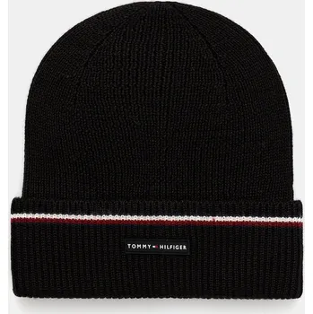 Čepice Čepice s příměsí vlny Tommy Hilfiger AM0AM13587 černá 99X, vel. ONE SIZE