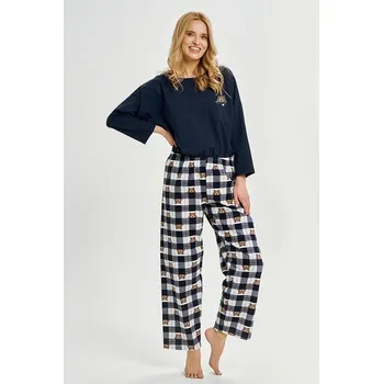 Dámské noční prádlo Dámské pyžamo Astrid bavlna a flanel modré L