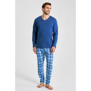 Pánské pyžamo 100% Bavlněné pánské pyžamo Mark modré 4XL