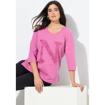 Dámské tričko Ulla Popken, Plus size Tričko, Nice, Classic, kulatý výstřih, 3/4 rukávy pro plnoštíhlé nadměrná velikost, 842065805-1132, růžový, 58/60, Nadměrné velikosti, Plus size oblečení, Oblečení pro boubelky, Oblečení pro baculky, Oblečení pro plnoštíhlé, Oblečen