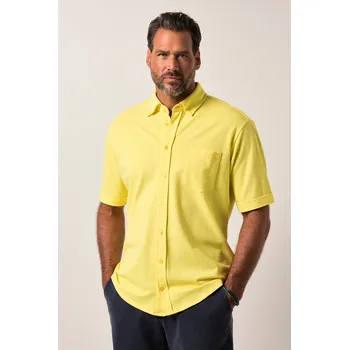 Pánská košile JP1880, Plus size Piké košile FLEXNAMIC®, krátké rukávy, límeček s knoflíky, Modern střih, do 8XL pro plnoštíhlé nadměrná velikost, 826595605-1460, žlutý, XXL, Plus size oblečení, Oblečení pro vysoké muže, Nadměrné velikosti, Oblečení pro plnoštíhlé.