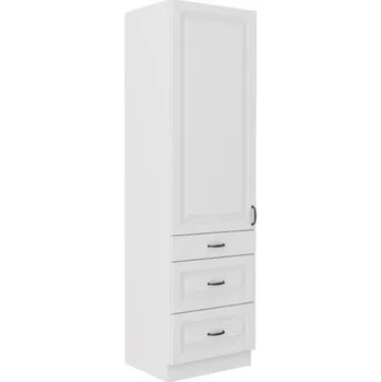 Kuchyňská linka Vysoká potravinová skříň se šuplíky PREMIUM BOX 60 DKS-210 3S 1F STILO bílá/bílé MDF