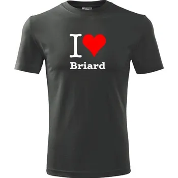 Pánská móda Grafitové tričko I love Briard - dárek pro pejskaře - barva antracit - velikost XXXL