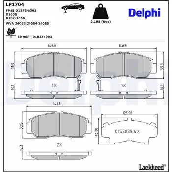Brzdová destička Sada brzdových destiček, kotoučová brzda DELPHI LP1704