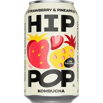 Limonáda Hip Pop Kombucha fermentovaný čaj s příchutí jahody a ananasu 330 ml