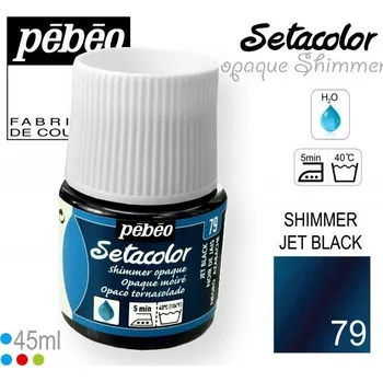 Speciální výtvarná barva Barva na Textil SETACOLOR OPAQUE SHIMMER Pebeo. barva č. 79 JET BLACK. Balení 45ml.