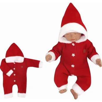 Kojenecký overall Z&Z Dětský pletený overálek s kapucí Baby Santa, červený, vel. 80, Velikost koj. oblečení 80 (9-12m)