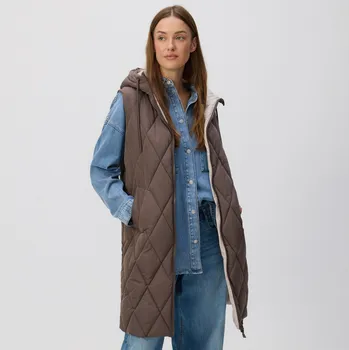 Dámský kabát Reserved - Oboustranná vesta - pudrově hnědá - 673AY-98X - 673AY-98X-XL