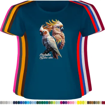 Dámské tričko damske-levne-bavlnene-tricko-digitalni-potisk-kakadu-bily Barva: Petrol - petrolejové, velikost: XXL