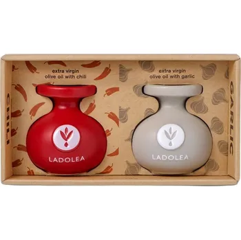 Rostlinný olej Extra Virgin olivový olej s česnekem a chilli, Dárkový set, LADOLEA