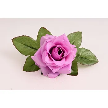 umělá květina Růže s lístky 8 cm fialová