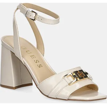 Dámské sandále Kožené sandály Guess GRATO béžová barva, FLJGRT LEA03 FLJGRT.LEA03.CREAM 01X, EUR 39