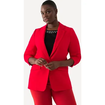 Dámské sako Ulla Popken, Plus size Blejzr, klopový límec, kapsy s klopou, knoflíkové zapínání pro plnoštíhlé nadměrná velikost, 811944530-1013, červený, 54, Nadměrné velikosti, Plus size oblečení, Oblečení pro boubelky, Oblečení pro baculky, Oblečení pro plnoštíhlé, 