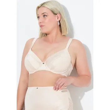 Podprsenka Ulla Popken, Plus size Podprsenka s kosticemi, měkké košíčky, satén, krajka, košíčky B-F pro plnoštíhlé nadměrná velikost, 830417660-1086, oranžový, 115C, Nadměrné velikosti, Plus size oblečení, Oblečení pro boubelky, Oblečení pro baculky, Oblečení pro pl