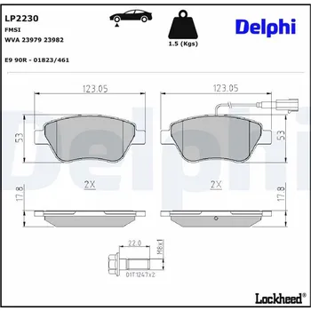 Brzdová destička Sada brzdových destiček, kotoučová brzda DELPHI LP2230