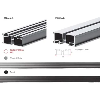 ETERNO IVICA Hliníkový nosič ECO standard černý 60x25x2000mm