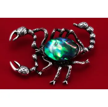 Brož Brož z perleti paua - škorpión, cca 53 x 38 mm (BP7865S)