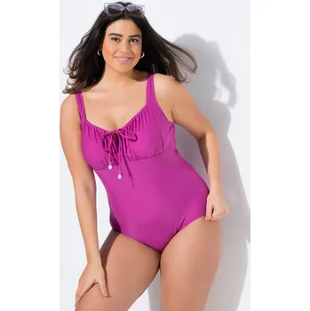 Dámské plavky Ulla Popken, Plus size Plavky, řasení, kostice, bez měkkých košíčků, recyklovaný materiál pro plnoštíhlé nadměrná velikost, 836182810-1012, růžový, 52, Nadměrné velikosti, Plus size oblečení, Oblečení pro boubelky, Oblečení pro baculky, Oblečení pro plnoš