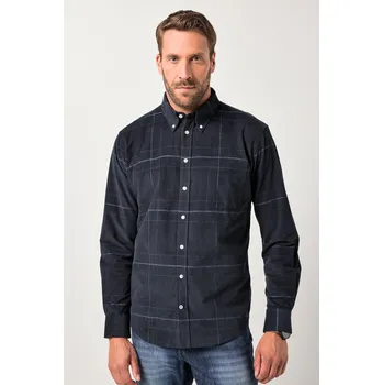 Pánská košile JP1880, Plus size Manšestrová kostkovaná košile JP1880, dlouhé rukávy, límeček s knoflíky, Modern střih, do 8XL pro plnoštíhlé nadměrná velikost, 841212100-1452, černý, 3XL, Plus size oblečení, Oblečení pro vysoké muže, Nadměrné velikosti, Oblečení pro pl