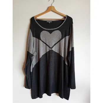 Dámský svetr Svetřík Ulla Popken šedo černý se srdcem