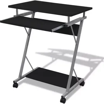 Psací stůl Pracovní, PC stůl, dřevo, kov, černá, stříbrná, JOFRY