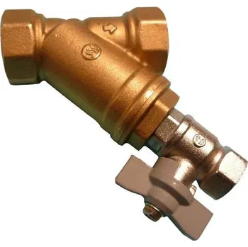 Ochranný vodní filtr SFERACO - Francie | Mosazný filtr šikmý Y s vypouštěcím ventilem - nerez.sítko (nerezovou vložkou) MOSAZ - 2" F211