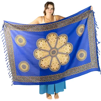 Šátek Sarong / pareo Květinová mandala modrý, Sittar