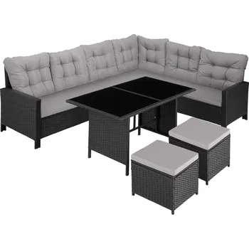 Zahradní nábytek TecTake GmbH 404252 ratanová sestava barletta - černá