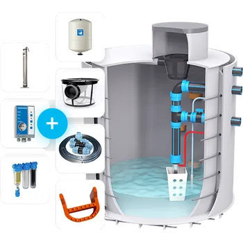 nádrž Plastino Sestava dvouplášťový 5m3 nádrž k zalévání a splachování WC