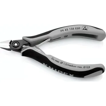 Ruční nářadí Knipex 79 42 125 ESD - Kleště štípací boční 125mm pro elektroniku s pružinkou, leštěné, ESD, Bi-plast rukojeti