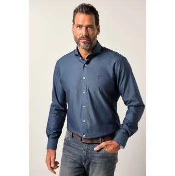 Pánská košile JP1880, Plus size Business košile JP1880, dlouhé rukávy, žraločí límeček, Modern střih, do 8XL pro plnoštíhlé nadměrná velikost, 840561130-1454, modrý, 5XL, Plus size oblečení, Oblečení pro vysoké muže, Nadměrné velikosti, Oblečení pro plnoštíhlé.