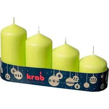 Svíčka Krab - svíčka postupka 50 × 60/75/90/105 mm, zelená - 4 ks