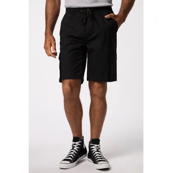 Pánské kraťasy JP1880, Plus size Bermudy, vintage vzhled, elastický pas a stahovecí šňůrka, cargo kapsy, do 8XL pro plnoštíhlé nadměrná velikost, 825111100-1457, černý, L, Plus size oblečení, Oblečení pro vysoké muže, Nadměrné velikosti, Oblečení pro plnoštíhlé.