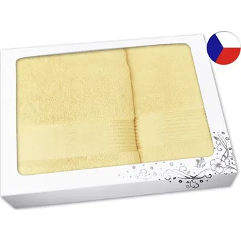 Ručník Dárková sada ručníku a osušky PROUŽEK světle žlutý