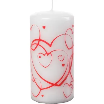 Svíčka Krab - válcová lisovaná svíčka srdce 60 × 120 mm, bílá