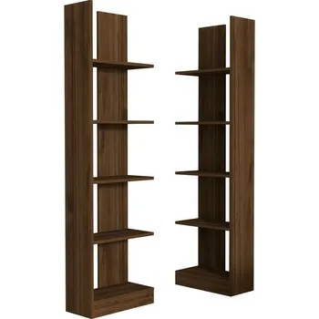 Knihovna Knihovna Ikiz Walnut, tmavě hnědá