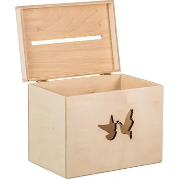 Svatební dekorace Dřevěný svatební box - holubičky
