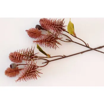 umělá květina Přízdoba - větvička Bodlák světle hnědý