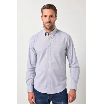 Pánská košile JP1880, Plus size Oxford košile FLEXNAMIC®, dlouhé rukávy, límeček s knoflíky, Modern střih, do 8XL pro plnoštíhlé nadměrná velikost, 841336194-1454, šedý, 5XL, Plus size oblečení, Oblečení pro vysoké muže, Nadměrné velikosti, Oblečení pro plnoštíhlé.