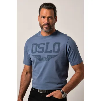 Pánské tričko JP1880, Plus size Tričko JP1880, krátké rukávy, potisk na hrudi, do 8XL pro plnoštíhlé nadměrná velikost, 840251721-1456, modrý, 7XL, Plus size oblečení, Oblečení pro vysoké muže, Nadměrné velikosti, Oblečení pro plnoštíhlé.