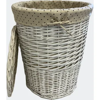 Koš na prádlo Vingo Kulatý proutěný koš na prádlo s víkem – bílý Rozměry (cm): průměr 30, v. 38